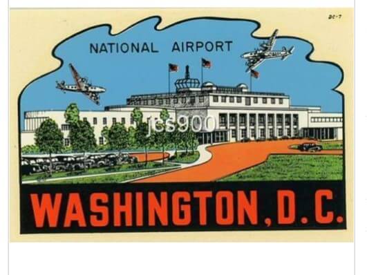 (image for) Washington D.C. National Airport Vintage Vacation Sticker